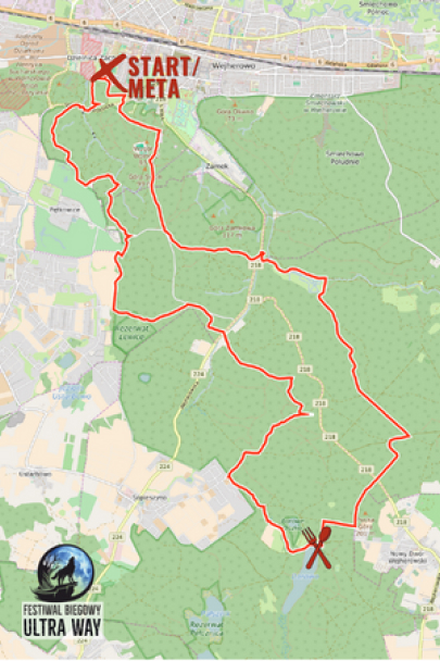 Mapa trasy Słoneczne Popołudnie 27 km+