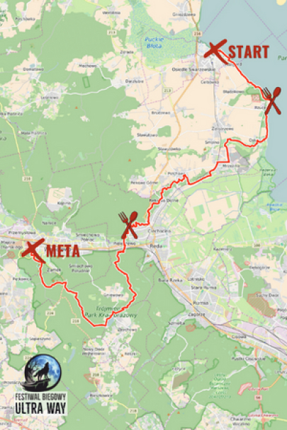 Mapa trasy Klify o Poranku 50 km+