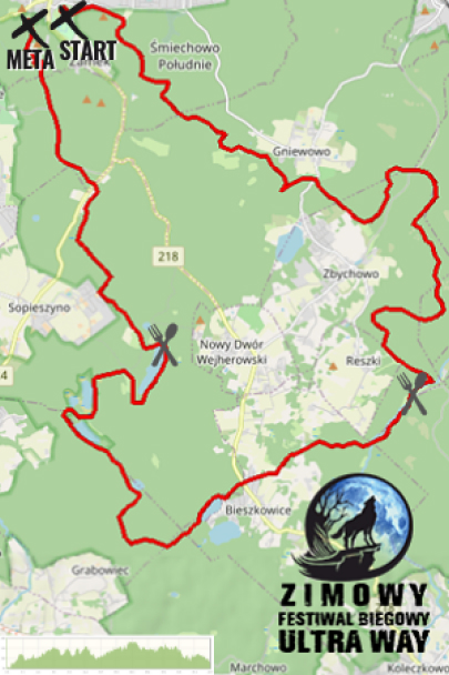 Mapa trasy Tropem Rysia 54 km+