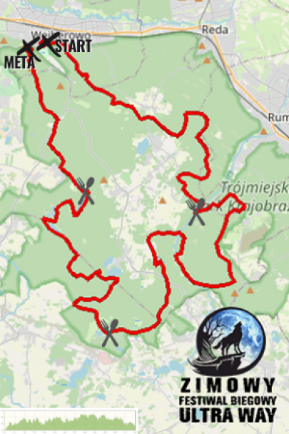 Mapa trasy Nocny Jeleń 76 km+